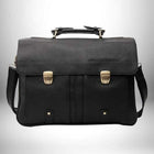 Cartable homme cuir noir avec fermetures dorées — vue 2