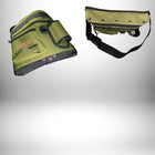 Deux vues d'un sac a dos pour detecteur metaux, vert kaki, avec plusieurs compartiments et l' inscription SHIRXY. — vue 5