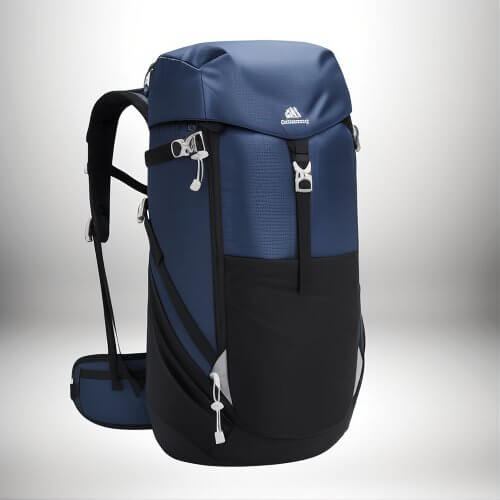 Un sac à dos bleu et noir.