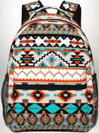 Un sac a dos ethnique avec des motifs géométriques dans des couleurs vives, conçu avec des poches latérales en filet. — vue 6