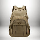 Gros plan d'un sac a dos zip beige sur fond pale. — vue 2