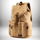 Image d'un sac a dos coton de couleur beige avec des poches et des détails marrons. — vue 5