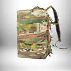 Image d'un sac à dos médical de couleur camouflage avec des dimensions indiquées. — vue 3