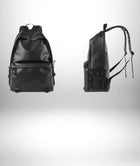 Deux vues d'un sac à dos simili cuir homme noir présenté sur un fond blanc. — vue 6