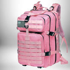 Un sac à dos rose fuchsia, avec une étiquette de drapeau américain. Ce sac à dos de camping tactique a de nombreux compartiments et sangles ajustables.
— vue 8