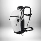 Un sac à dos trail blanc et noir avec des rayures, idéal pour la randonnée ou le trail. — vue 2