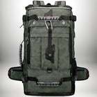 Un sac à dos vert avec de nombreuses poches, des sangles et des poignées, potentiellement un sac a dos convertible,sac à dos convertible,sac convertible sac à dos,sac convertible. — vue 2