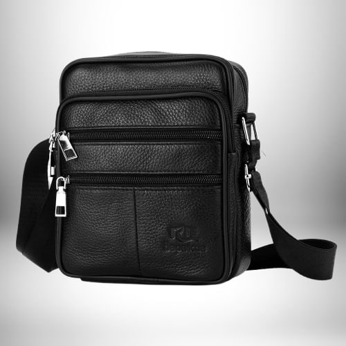 Un sac bandoulière cuir noir homme
