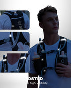 L'image présente un homme portant un sac à dos de course avec des éléments réfléchissants pour une haute " visibilité". — vue 6