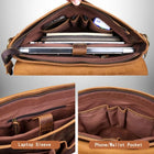 Un cartable prof en cuir marron, avec une poche pour ordinateur portable et plusieurs compartiments internes.
— vue 4
