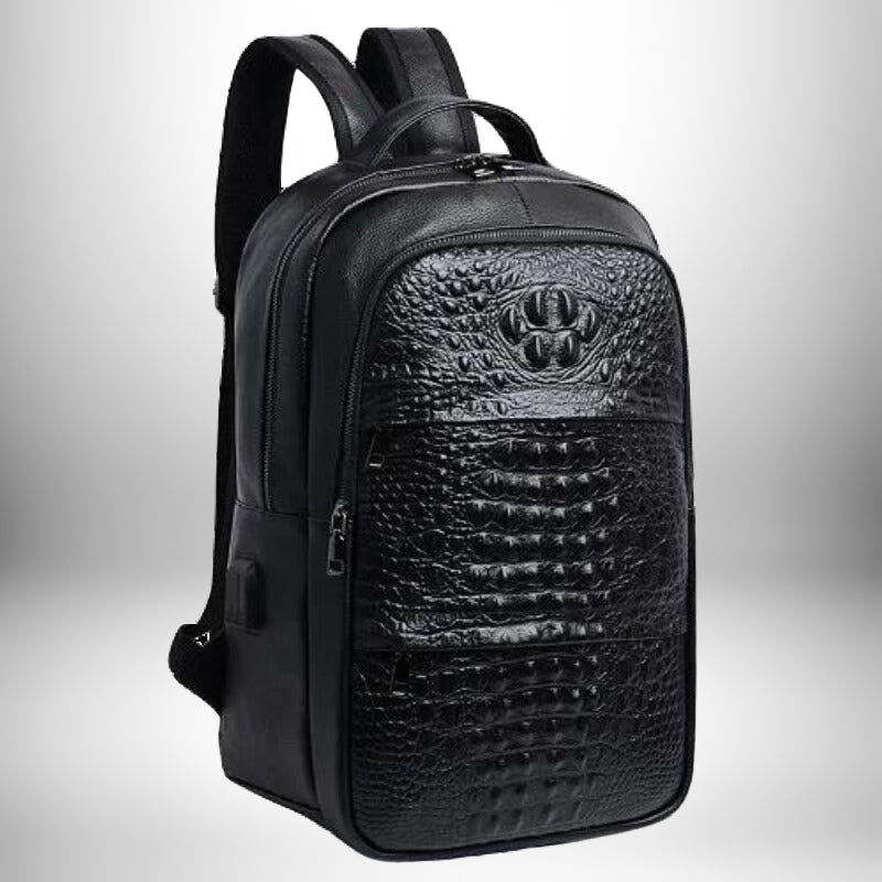 Sac à Dos en Cuir Crocodile Hommes Élégant et Moderne - Cornershop® | Sacs à Dos pour Homme