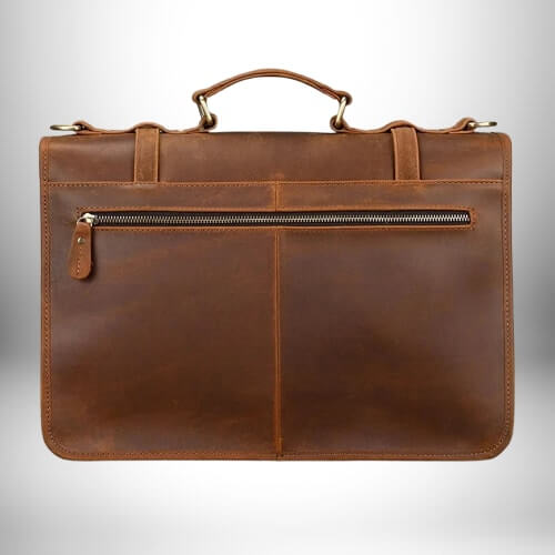 Cartable enseignant homme - Sac en cuir véritable avec compartiment ordinateur 14"