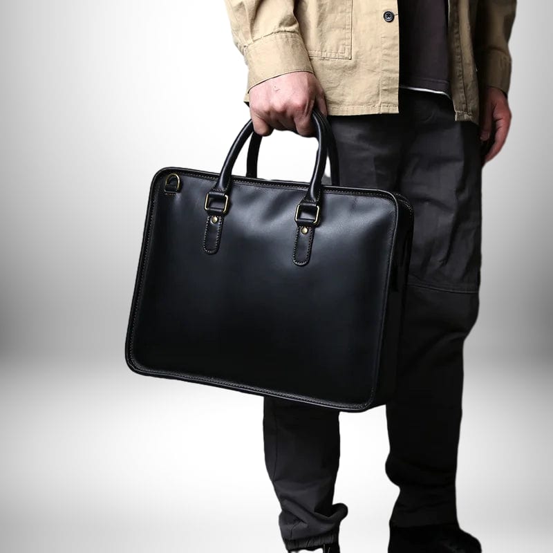 Sacoche en cuir pour homme - Véritable cuir de vache pour ordinateur portable 15/16 pouces