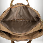 Vue intérieure d'un sac cavaillon en toile beige, ouvert pour montrer l'intérieur doublé et les fermetures éclair. — vue 6