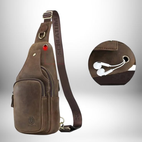 Petit sac bandoulière cuir - Pour homme en cuir véritable, design triangle multifonction