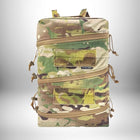Image d'un sac à dos médical de camouflage multicam avec trois compartiments zippés. — vue 2