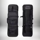 Image montrant un sac a dos chasse porte fusil noir ouvert et fermé, disposant de nombreuses poches et sangles. — vue 8