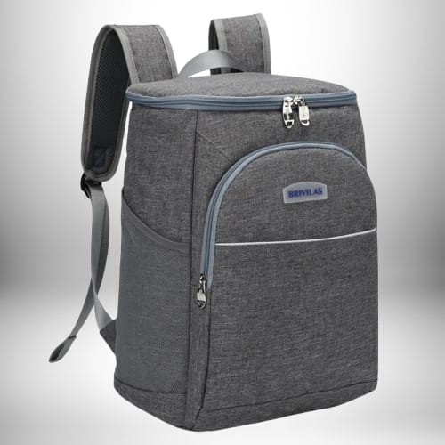 Image d'un sac a dos pique nique de couleur grise avec des sangles.