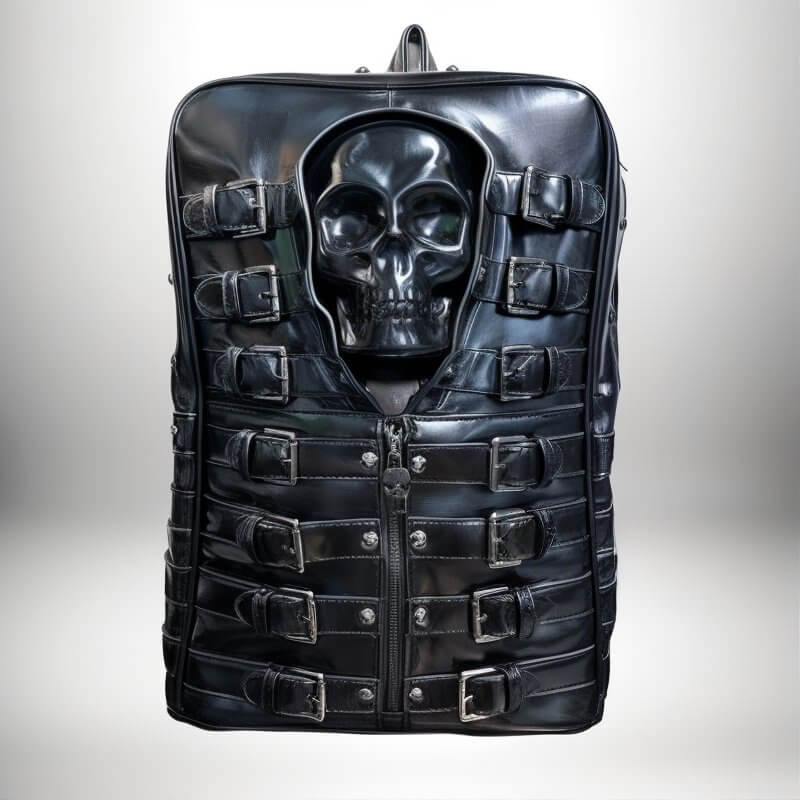 Sac à dos gothique - Style punk avec motifs crâne et détails métalliques