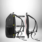 Image depicts a black sac à dos drone with labels indicating key areas such as shoulder, back, and waist. — vue 5