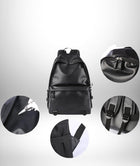 Image d'un sac à dos simili cuir homme noir. Des détails tels que les fermetures éclair, les bretelles et des gros plans sur la matière sont mis en avant. — vue 3