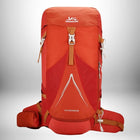 An orange hiking backpack. The backpack has multiple straps, pockets, and zippers. The brand name is XINSHENGLONG and the words OUTDOORS40 are printed on the front. — vue 6