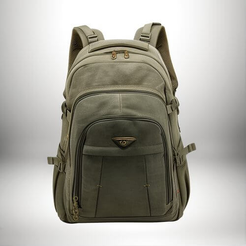 Gros sac a dos zip vert olive.