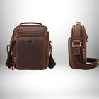 Deux angles différents d'un sac de ville homme en cuir marron.
 — vue 3