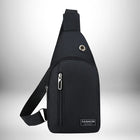 Voici une photo d'un **sac banane bandouliere homme** noir. Il présente une poche zippée verticale et une autre horizontale plus petite, ainsi qu'une bandoulière réglable. Un petit motif de texte blanc estampillé "Fashion Instinct" orne le bas du sac. — vue 7