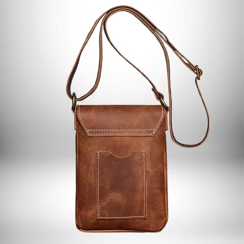 Sac bandoulière cuir noir homme - Vintage design en cuir véritable avec poches