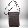 Sac bandoulière cuir noir homme - Vintage design en cuir véritable avec poches