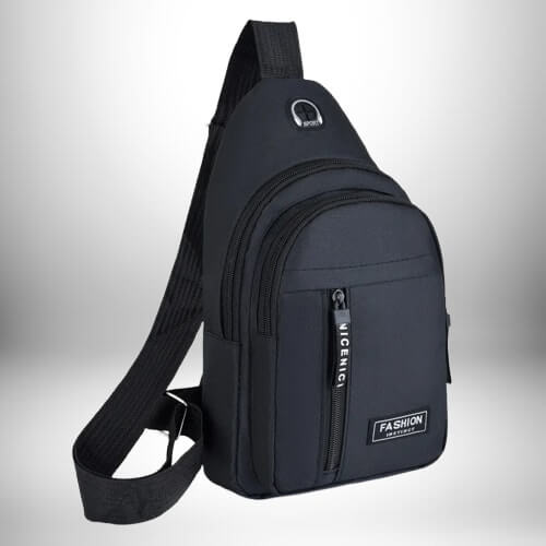 Image d'un sac de sport bandoulière noir.
