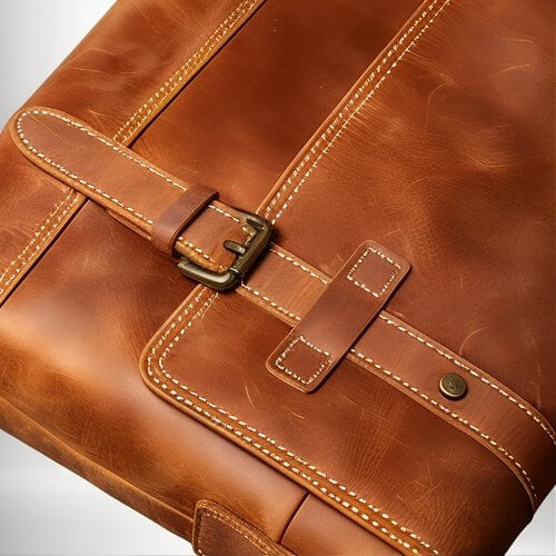 Sacoche camel - Sac à bandoulière en cuir véritable vintage pour homme